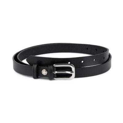 Womens Leather Belt Black Thin 2 0 Cm 1