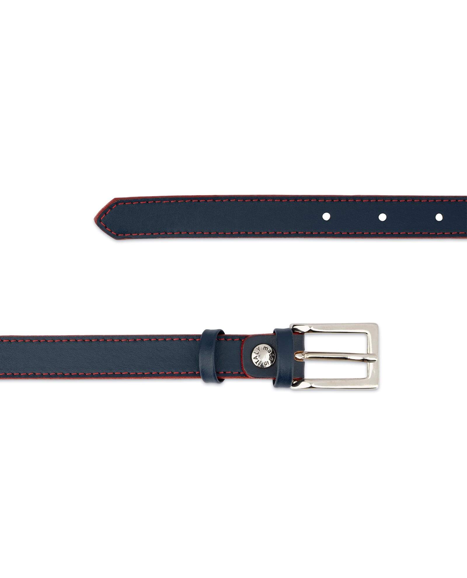 Buy Navy Blue Boys Belts | Red Edges | LeatherBeltsOnline.com