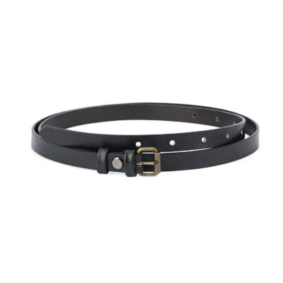 Black Womens belt with bronze roller buckle 15 mm ROLL15SMBL 1