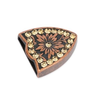 Metal Belt End Tips Western Copper Rhinestones 1