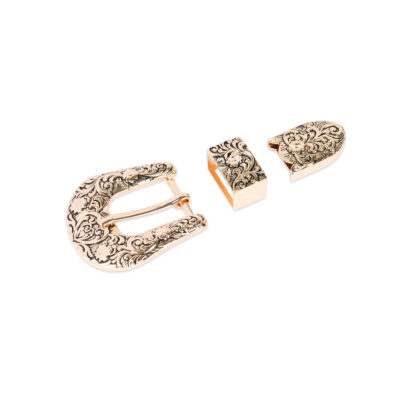 Western rose gold belt buckle 3 piece set WERO25SET3 1