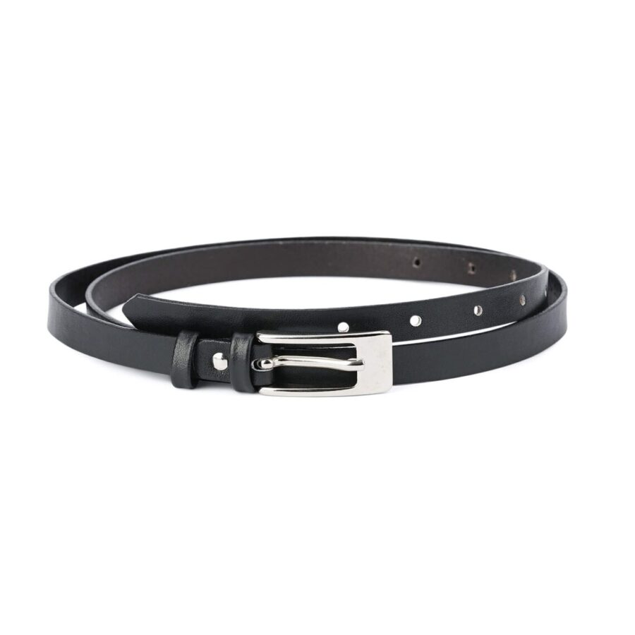 Womens Belt For Dress Thin Black Leather 15 Mm 1