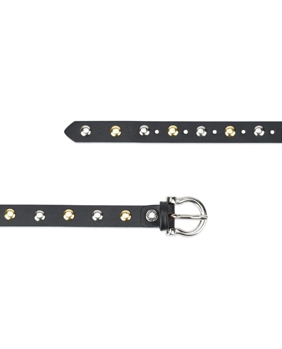 Womens Studded Belt Silver And Gold Studs 20 Mm 2