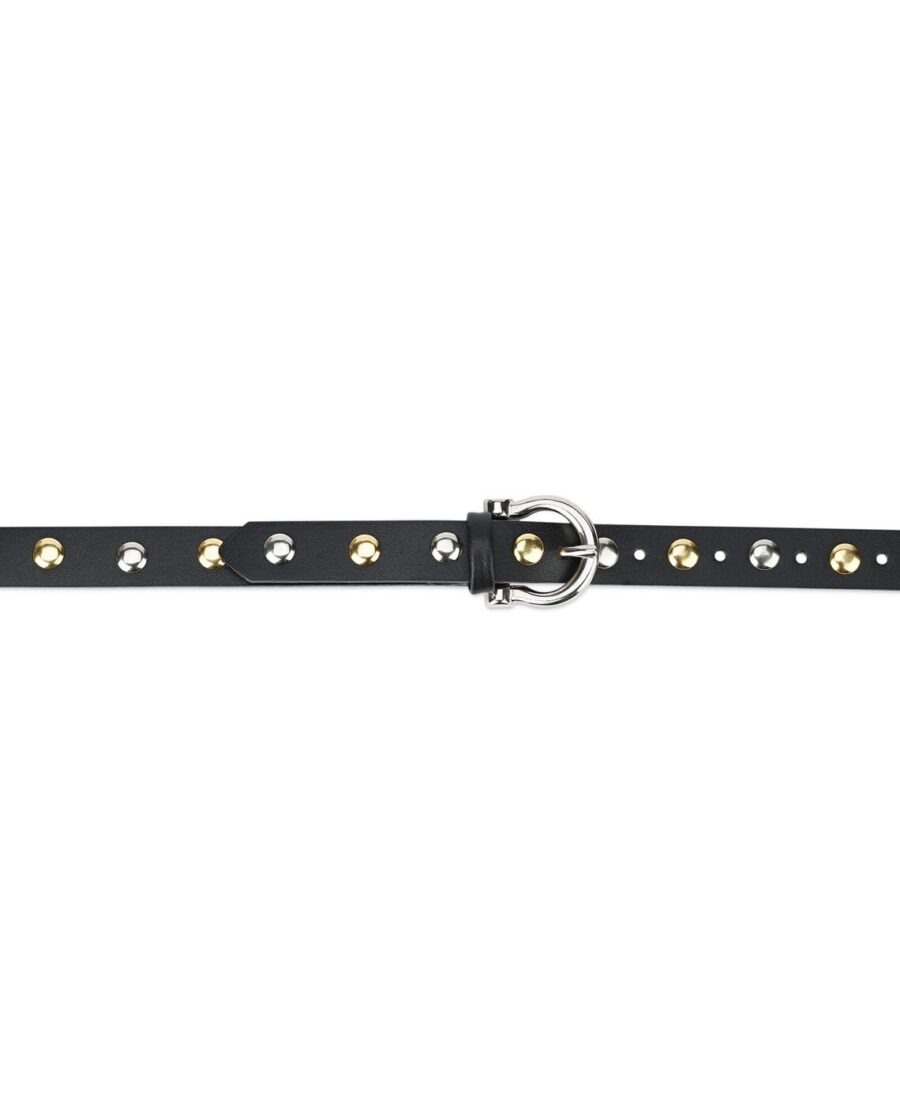 Womens Studded Belt Silver And Gold Studs 20 Mm 4