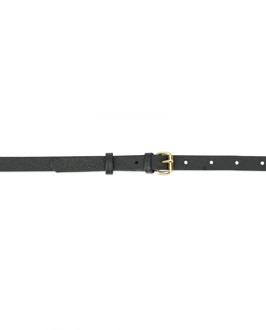 Womens black belt with gold roller buckle ROLL15CWBL 2