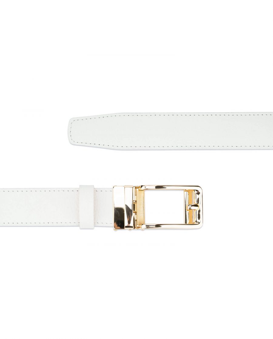 Automatic leather white belt with gold buckle AUWT35GDCL 2