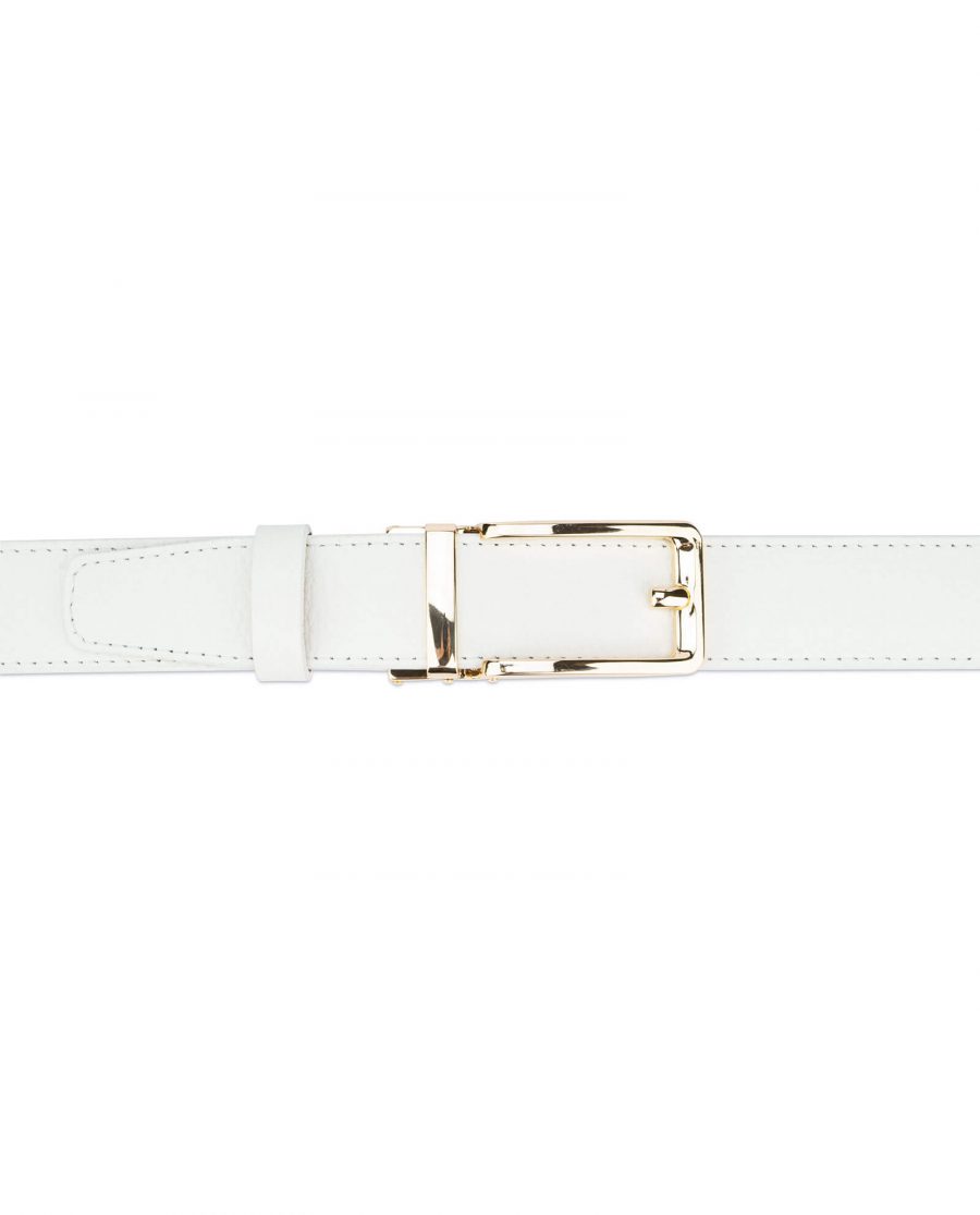 Automatic leather white belt with gold buckle AUWT35GDCL 3