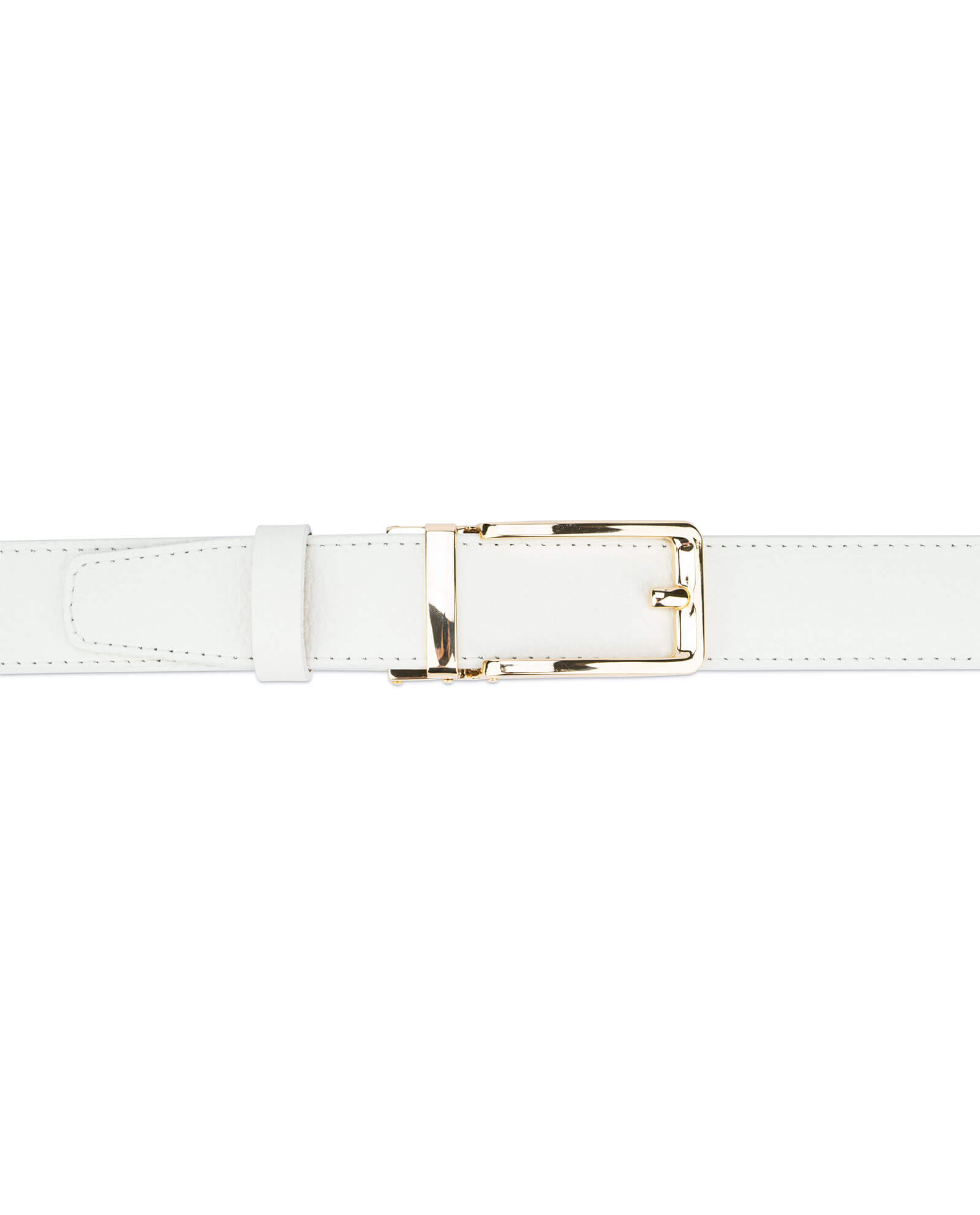Buy Automatic Leather White Belt With Gold Buckle | LeatherBeltsOnline
