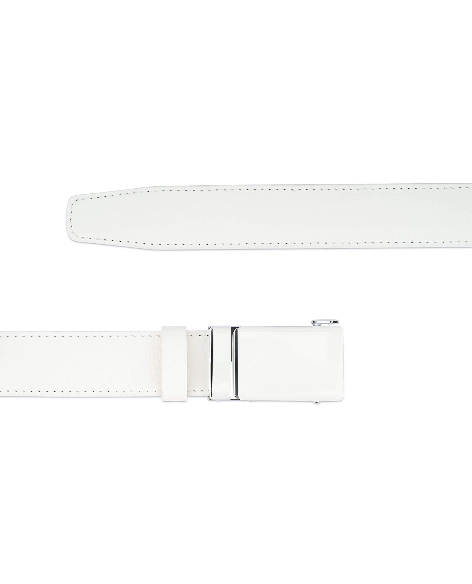 Buy Automatic White Buckle Belt Without Holes | LeatherBeltsOnline
