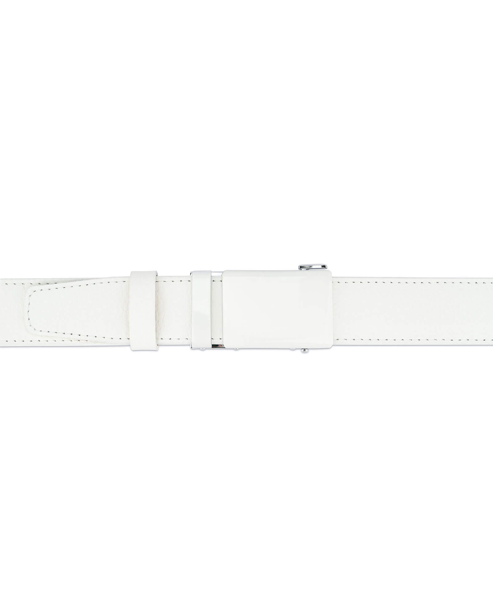 Buy Automatic White Buckle Belt Without Holes | LeatherBeltsOnline