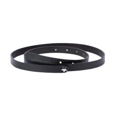 Black Thin Womens Belt For Dress Silver Star 1