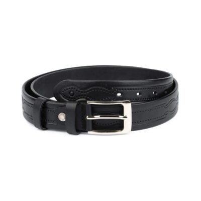 Black Tooled Leather Belt Full Grain 35 mm 1