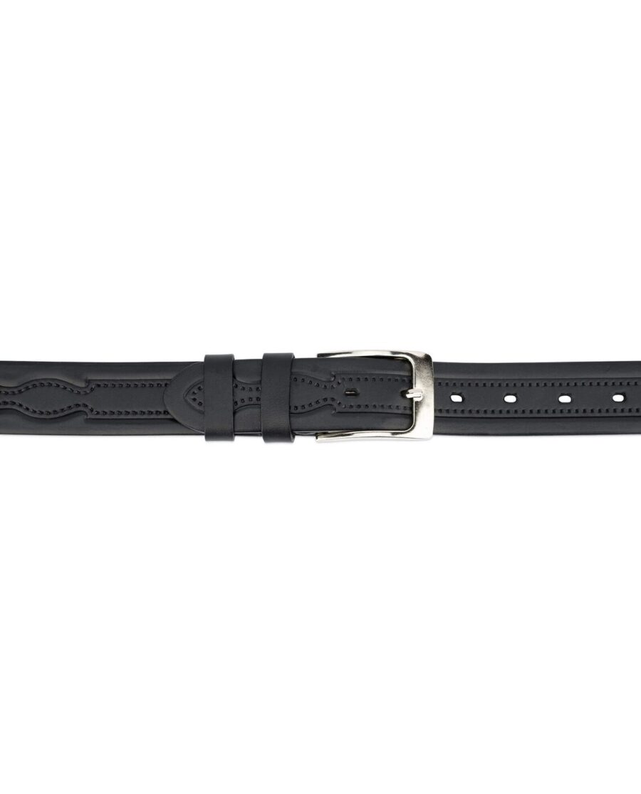 Black Tooled Leather Belt Full Grain 35 mm 3
