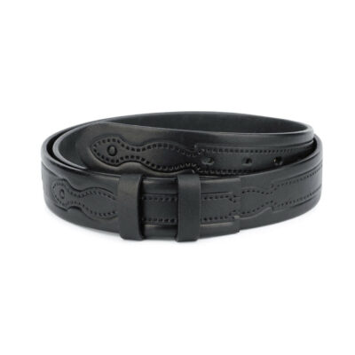 Black Tooled Western Belt Strap Full Grain 35 mm 1