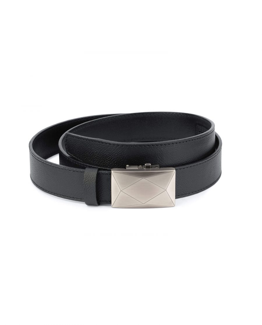 Black automatic buckle belt with gray luxury buckle AUBL35GRRO 1