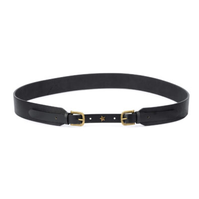 Black double buckle belt womens 40 mm wide DBBZ40STAR 1