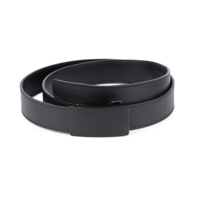 Black leather comfort click belt blank buckle AUBL35BLRO 1