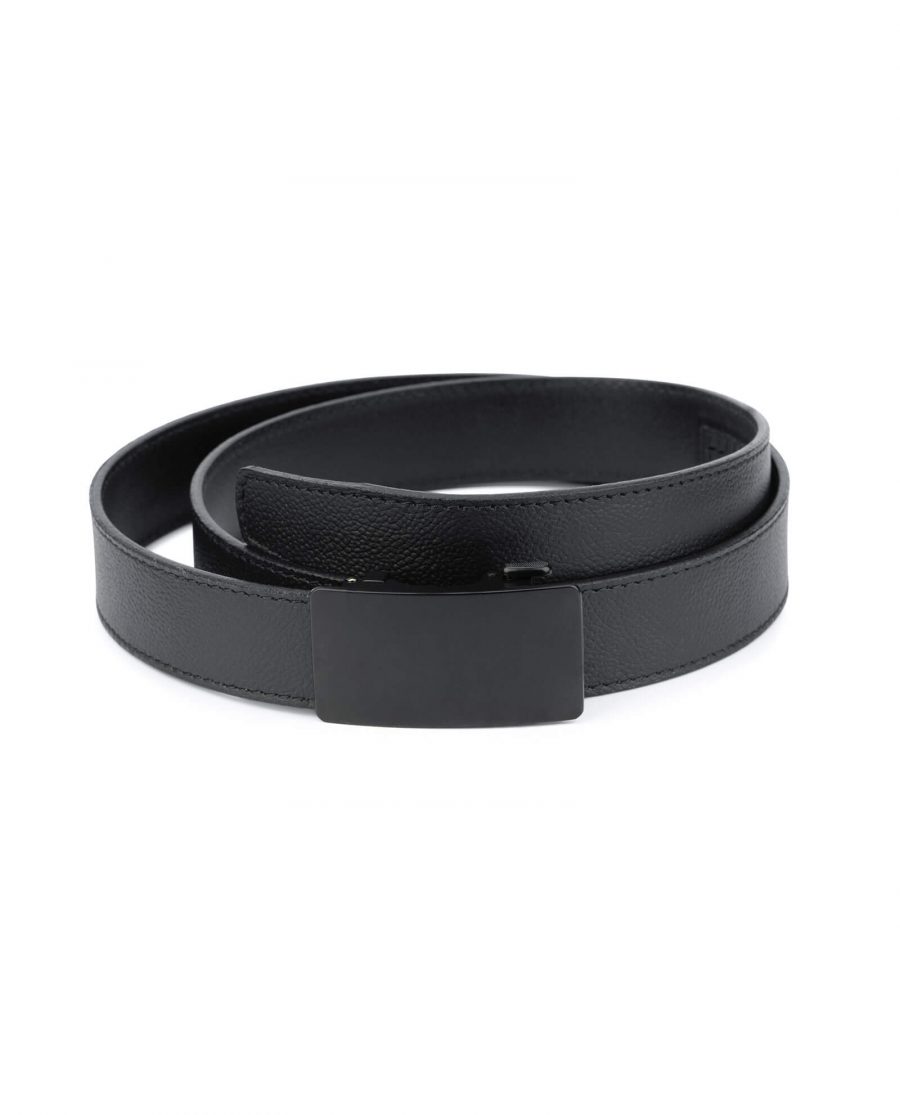 Black leather comfort click belt blank buckle AUBL35BLRO 1