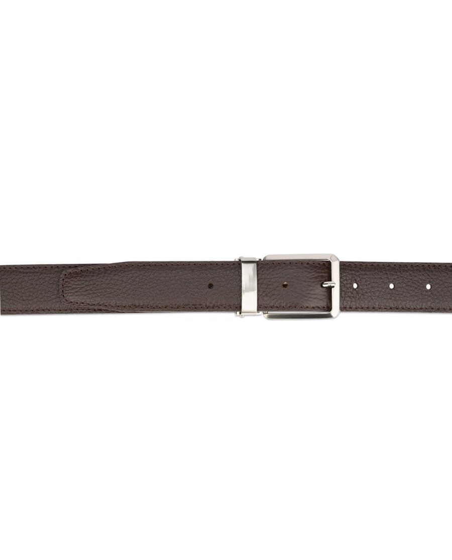 Brown Dress Belt Mens Pebbled Real Leather 3