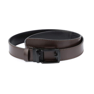 Dark Brown ratchet buckle belt with black classic buckle AUBR35CLBL 1