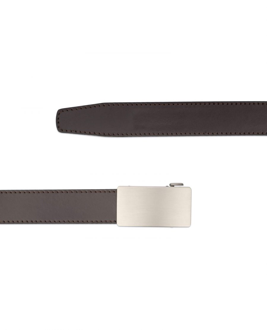 Dark brown ratcheting leather belt AUBR35PLGR 2