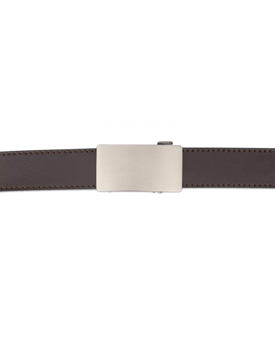 Dark brown ratcheting leather belt AUBR35PLGR 3