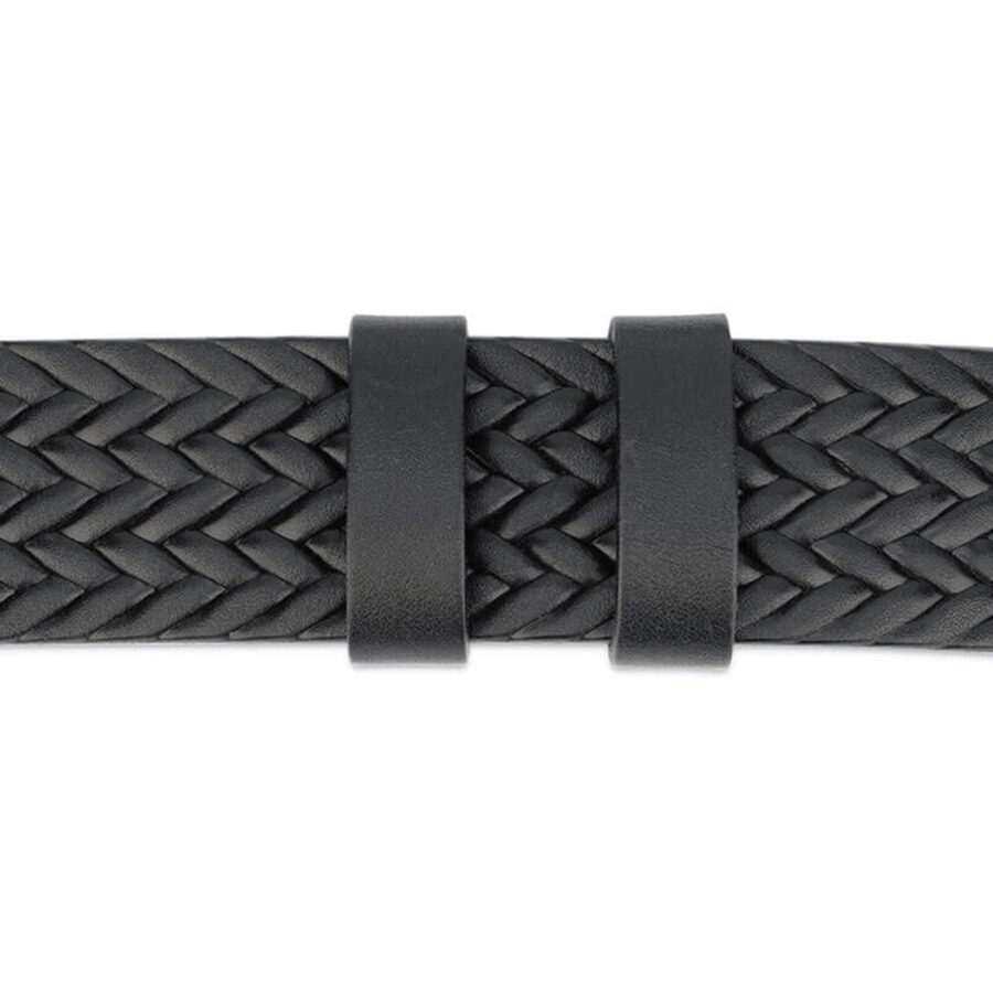 Full Grain Leather Woven Belt Black 35 mm FGWV35BLAC 2