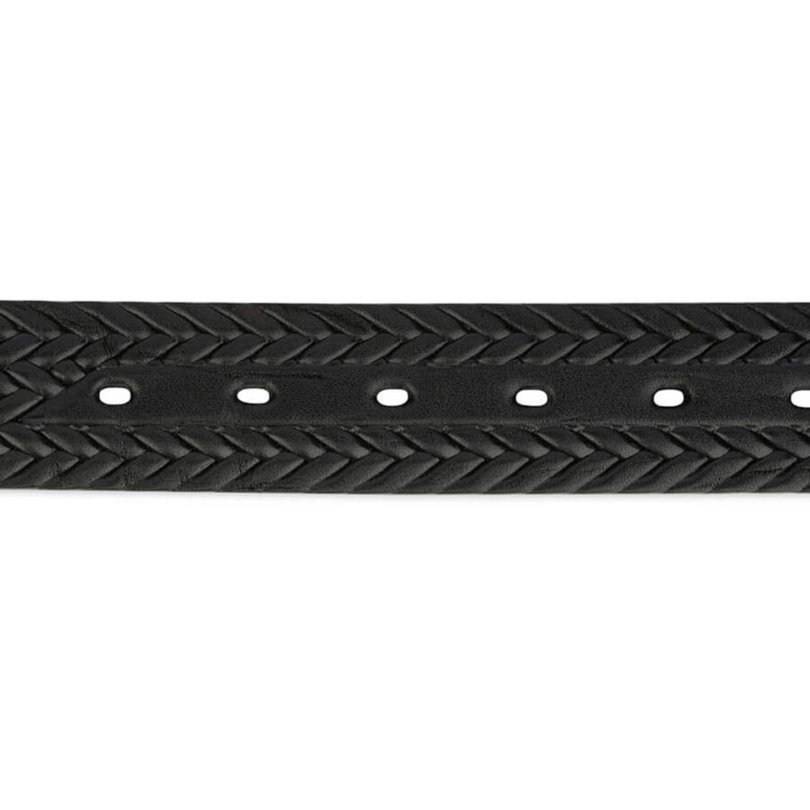 Full Grain Leather Woven Belt Black 35 mm FGWV35BLAC 4 1