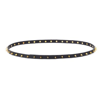 Gold Studded Belt Spiked Black Leather 15 mm 1