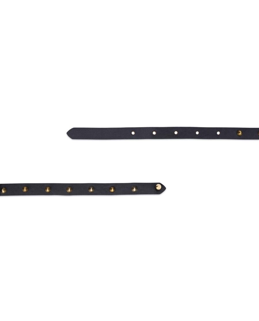 Gold Studded Belt Spiked Black Leather 15 mm 5