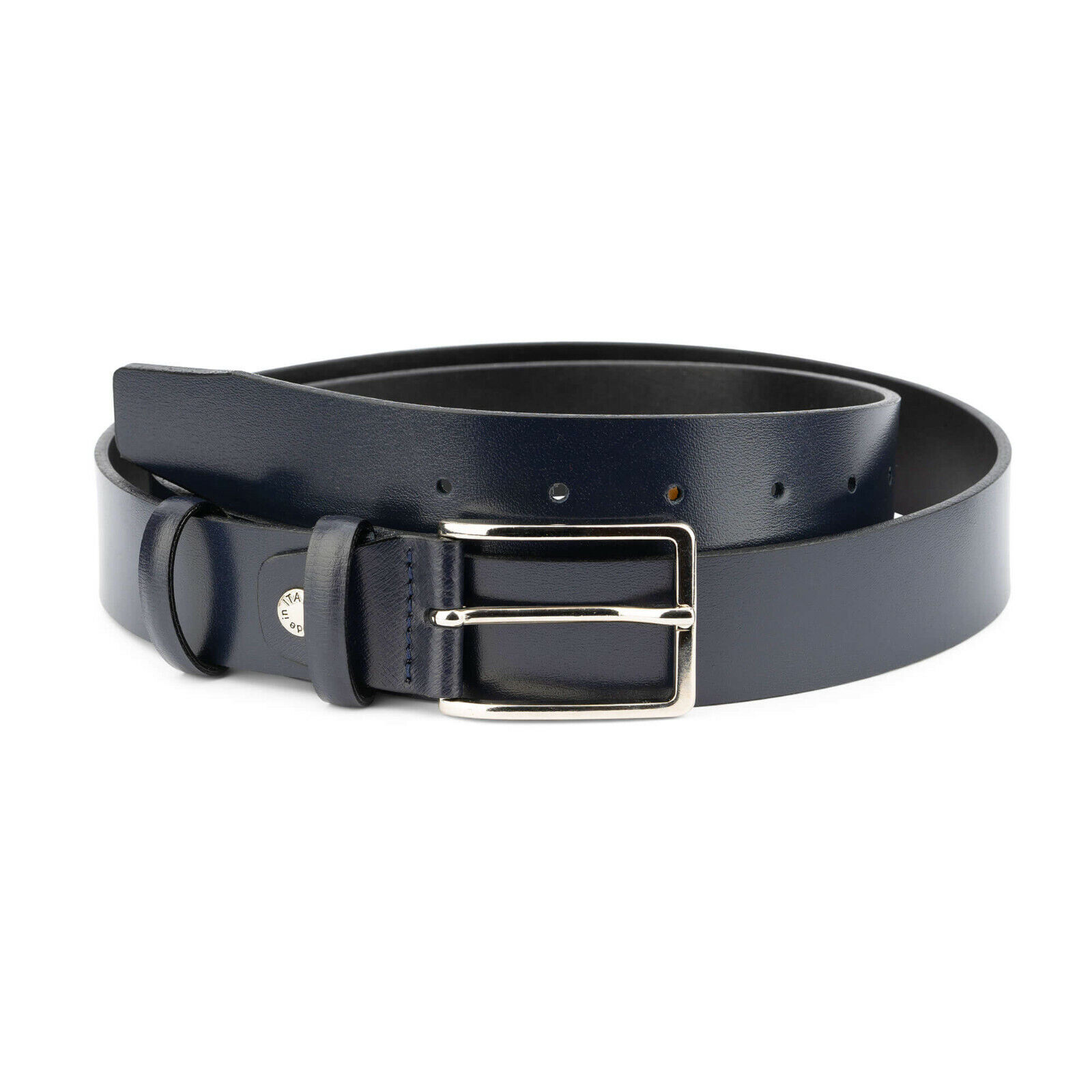 Buy Italian Mens Blue Leather Belt | Classic Buckle | Capo Pelle