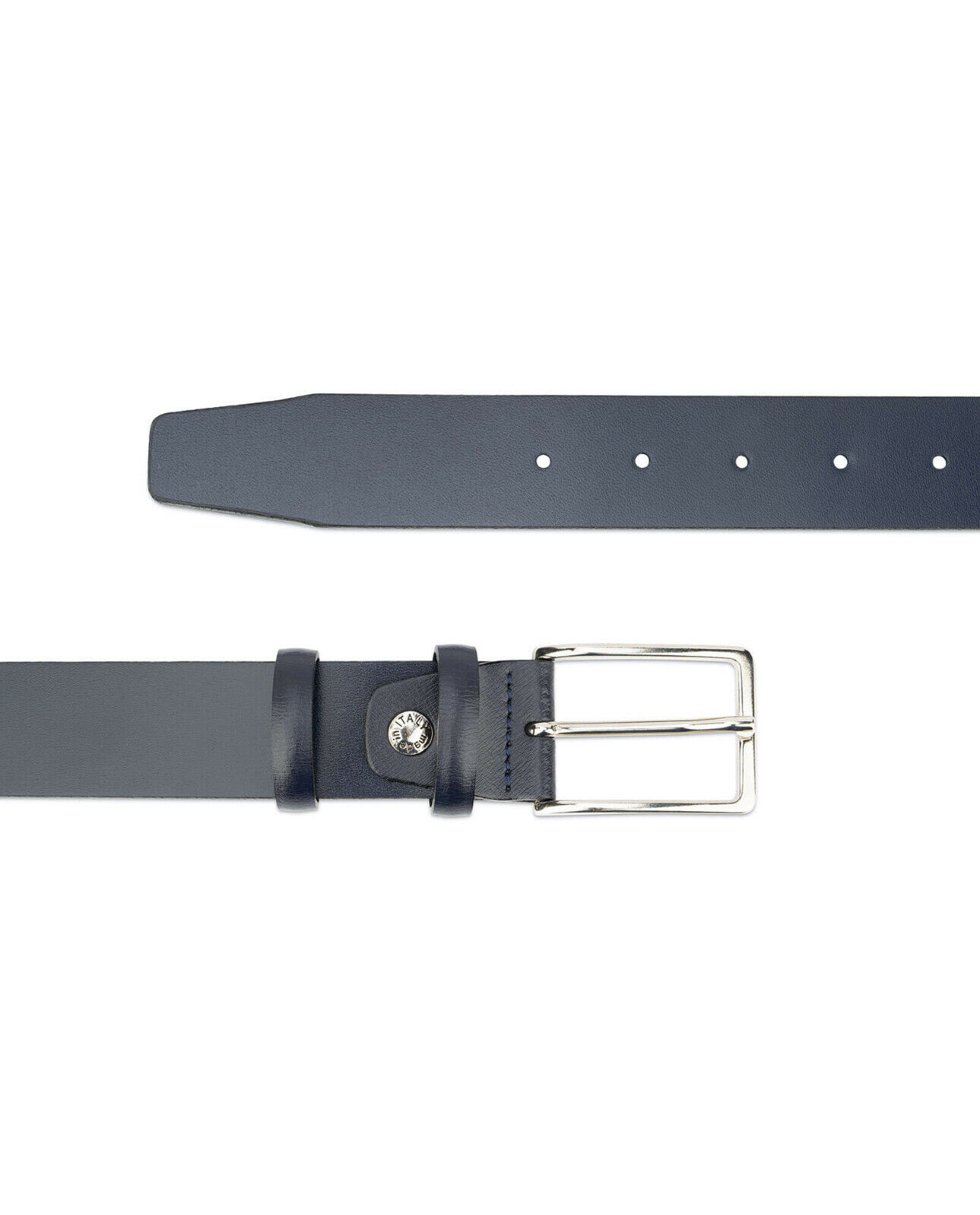 Buy Italian Mens Blue Leather Belt | Classic Buckle | Capo Pelle
