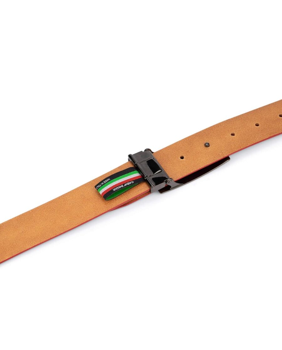 Men Red Leather Belt Blanks Buckle 3 5 cm 4