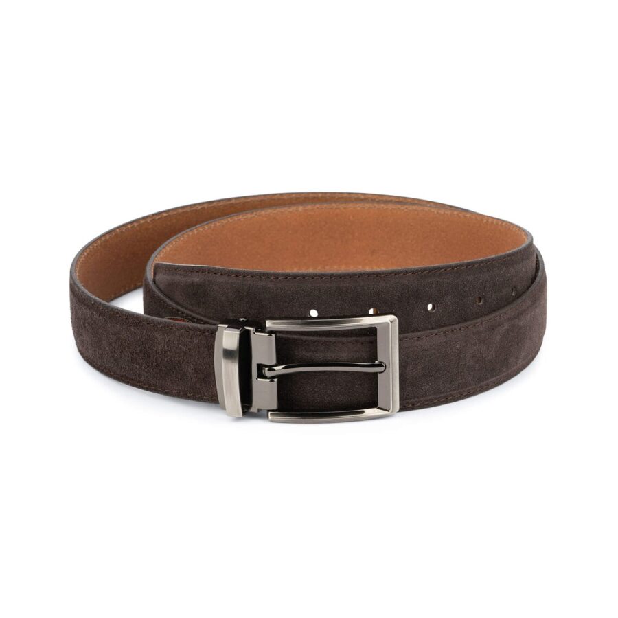 Mens Brown Suede Belt Genuine Leather 35 mm 1