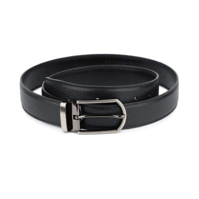 Mens Genuine Leather Belt Black Pebbled 3 5 cm 1