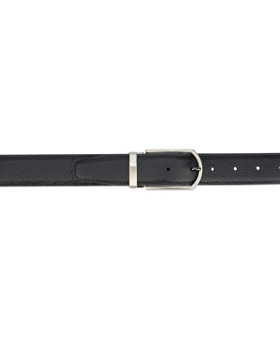Mens Genuine Leather Belt Black Pebbled 3 5 cm 3
