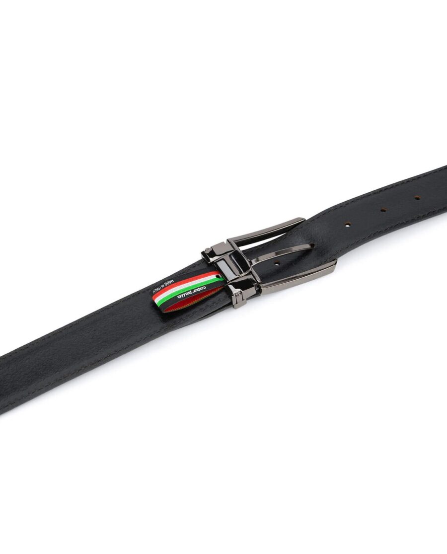 Mens Genuine Leather Belt Black Pebbled 3 5 cm 4