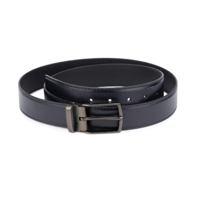 Mens Navy Blue Leather Belt Dark Gray Buckle DABU35GRBC 1