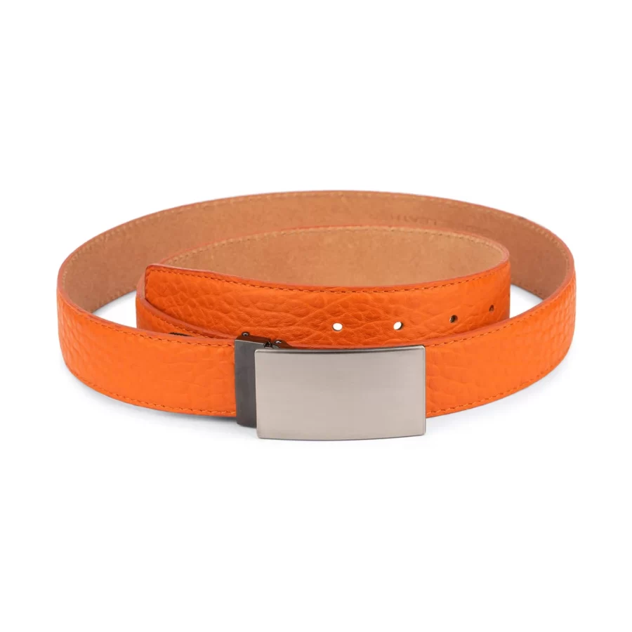 Mens Orange Belt With Blanks Buckle Real Leather 1