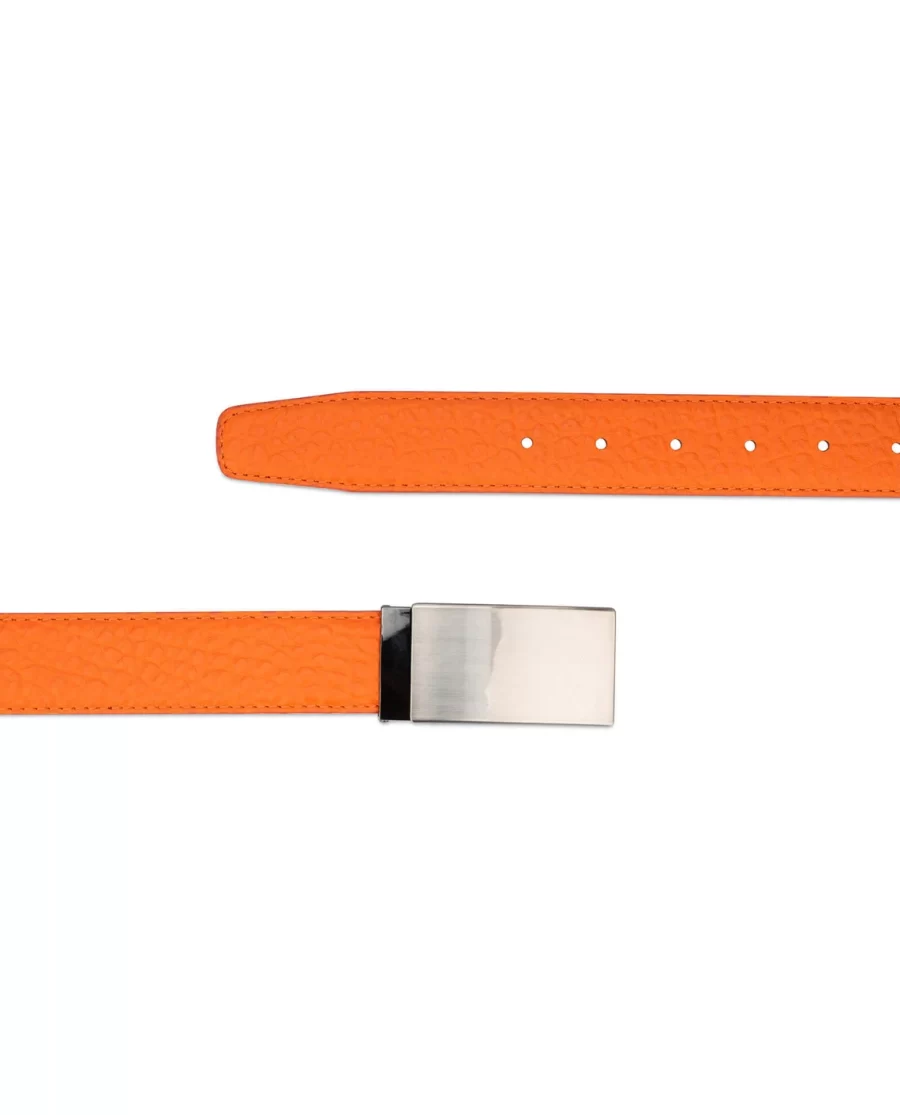 Mens Orange Belt With Blanks Buckle Real Leather 2