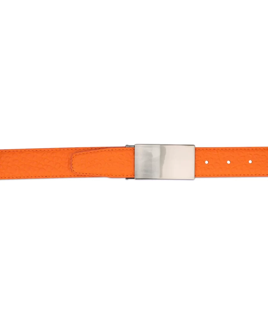 Mens Orange Belt With Blanks Buckle Real Leather 3