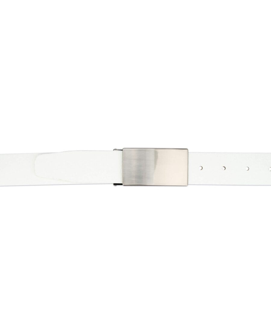 Mens White Leather Belt Blank Buckle 35 mm 3