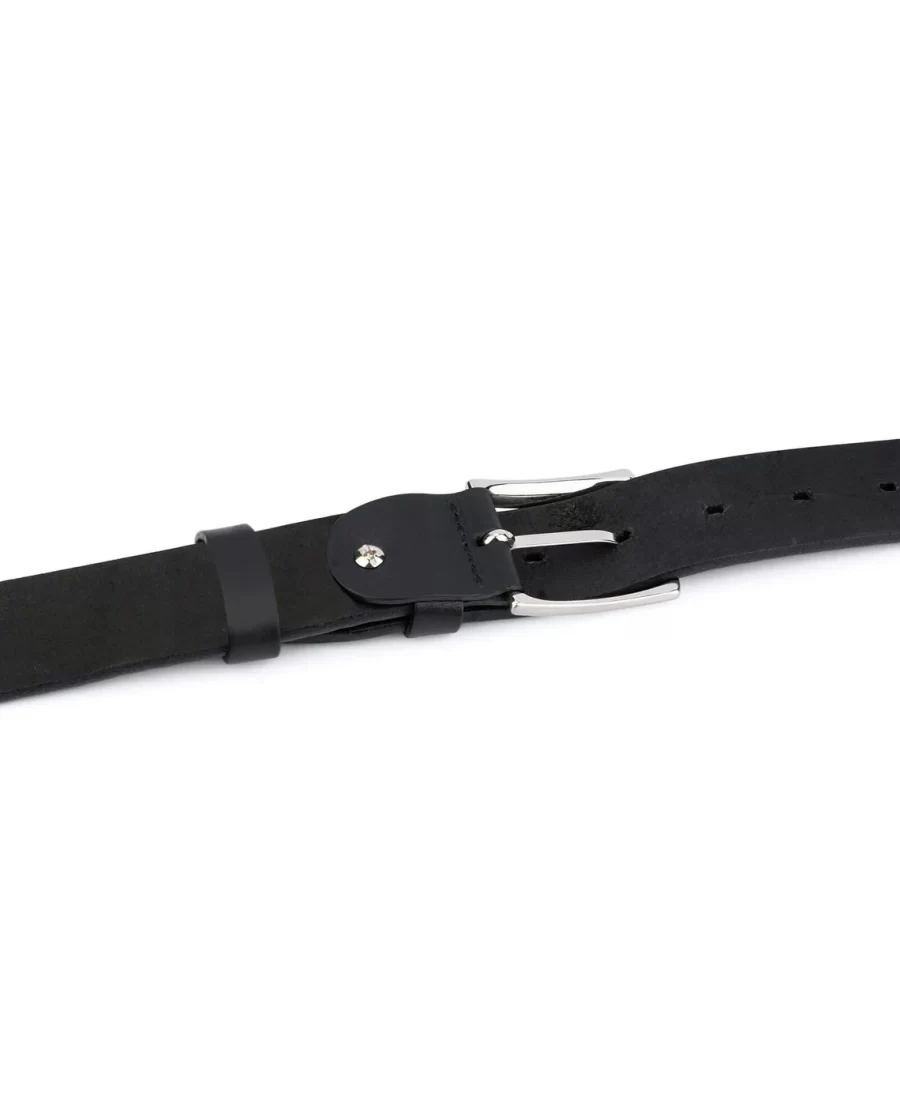 Mens Woven Leather Belt Black Full Grain 35 mm 4