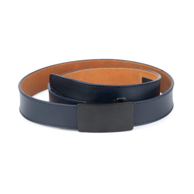 Navy blue mens slide belt with black buckle AUNV35BLPL 1