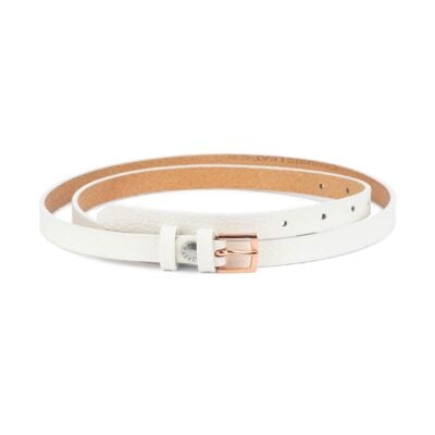 White Belt With Rose Gold Buckle Thin 15 mm 1