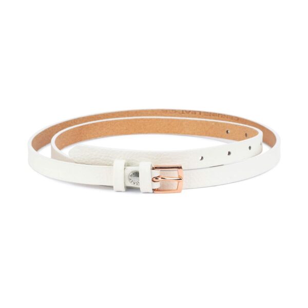 White Belt With Rose Gold Buckle Thin 15 mm 1