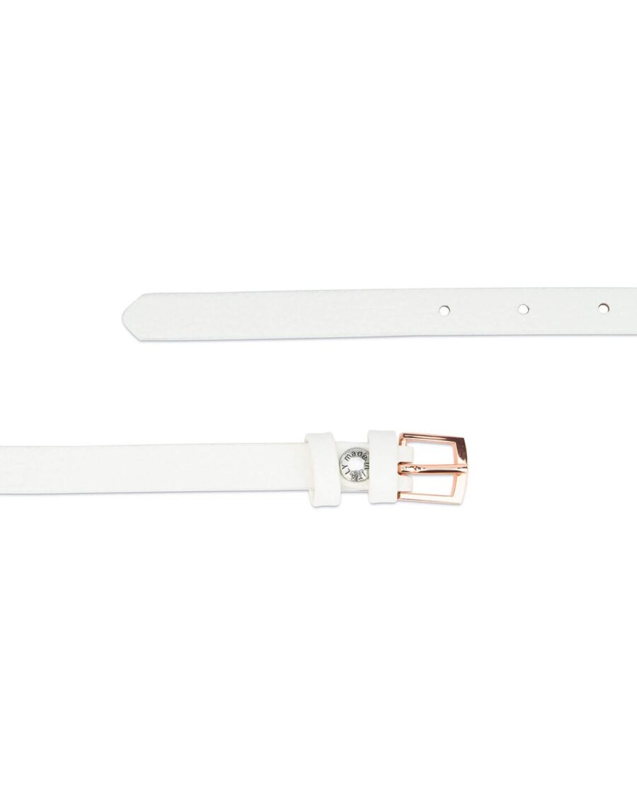 White Belt With Rose Gold Buckle Thin 15 mm 2