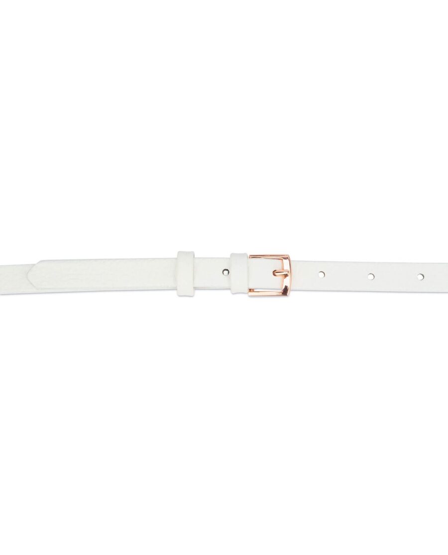 White Belt With Rose Gold Buckle Thin 15 mm 3