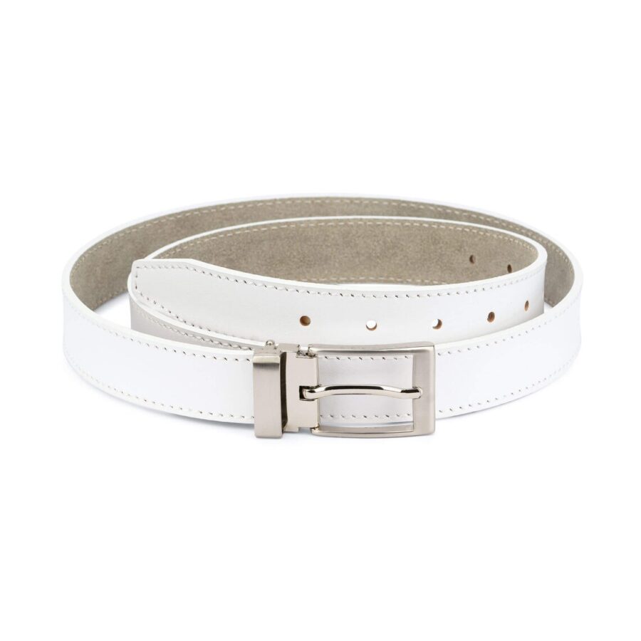 White Golf Belt For Men Real Leather 3 0 cm 1