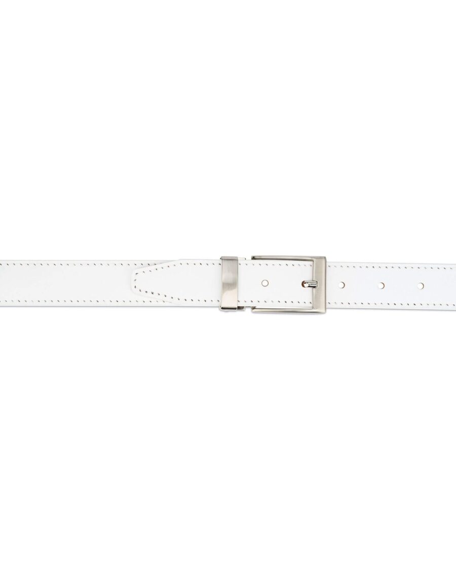 White Golf Belt For Men Real Leather 3 0 cm 3